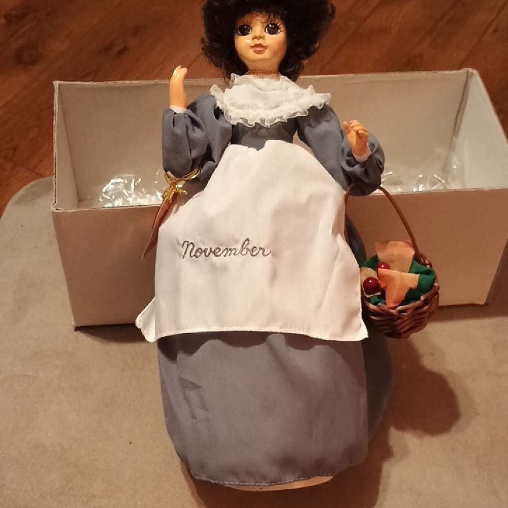 November Doll with Blue Dress and Basket